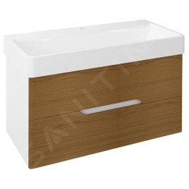 Sapho Mediena - Meuble-vasque 960x510x485 mm, blanc mat/chêne naturel MD102