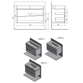 Sapho Mediena - Meuble-vasque 960x510x485 mm, blanc mat/chêne naturel MD102