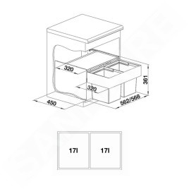Blanco Select - Poubelle encastrable, divisée, volume de 34 l 526207