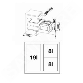 Blanco Flexon II - Poubelle encastrable, volume 35 l 521470