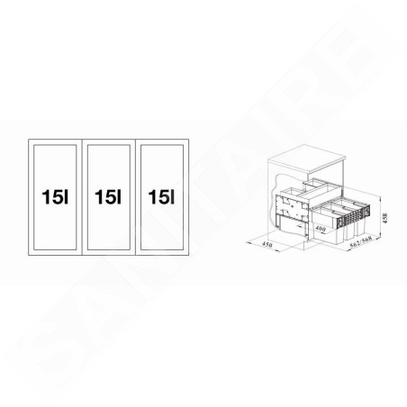 Blanco Select - Poubelle encastrable, diviséee, 45 l 526209