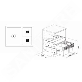 Blanco Select - Poubelle encastrable, diviséee, volume de 46 l 526210
