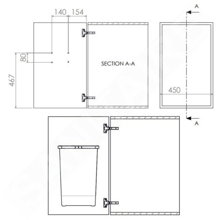 Elletipi Easy - Poubelle encastrable, 24 l PBD SP SG44 C97 M