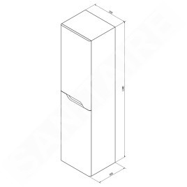 Sapho Mediena - Armoire haute 350x1380x300 mm, 2 portes G/D, blanc mat/chêne graphite MD351