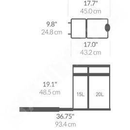 Simplehuman Poubelles - Poubelle encastrée, divisée 20/15 L CW1016