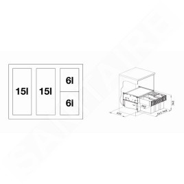 Blanco Select - Poubelle encastrable, diviséee, volume de 42 l 526206