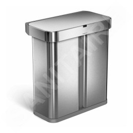 Simplehuman Poubelles - Poubelle sans contact pour tri sélectif, avec commande de voix et de mouvement, 58 l, inox brossé ST2036