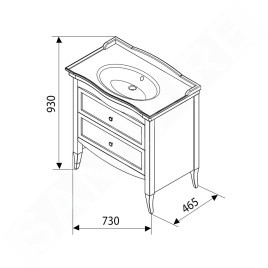 Sapho Retro - Meuble pour lavabo 730x800x465 mm, hêtre 1654