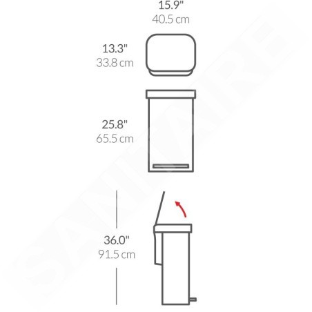 Simplehuman Poubelles - Poubelle avec poche pour sacs, 45 l, blanc CW2027