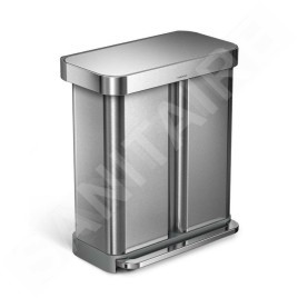 Simplehuman Poubelles - Poubelle de tri sélectif, poche pour sacs, 58 l, inox brossé CW2025