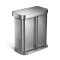 Simplehuman Poubelles - Poubelle de tri sélectif, poche pour sacs, 58 l, inox brossé CW2025