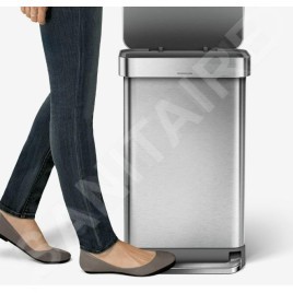 Simplehuman Poubelles - Poubelle de tri sélectif, poche pour sacs, 58 l, inox brossé CW2025