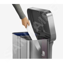 Simplehuman Poubelles - Poubelle de tri sélectif, poche pour sacs, 58 l, inox brossé CW2025