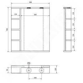 Aqualine Zoja - Miroir avec éclairage LED 500x700x120 mm, blanc KO355