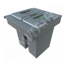 Elletipi Square 2.0 - Poubelle encastrable, cloisonnée, 70 l PA3 INC5060F