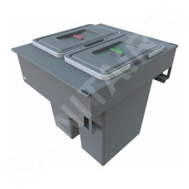 Elletipi Square 2.0 - Poubelle encastrable, cloisonnée, 70 l PA3 LEC5060F