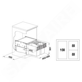 Blanco Select - Poubelle encastrable, divisée, volume 35 L 526202