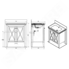 Sapho Cross - Meuble-vasque 70x81x47 cm, acajou CR075
