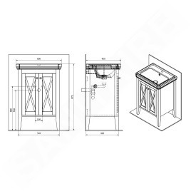 Sapho Cross - Meuble de lavabo 550x810x430 mm, acajou CR060