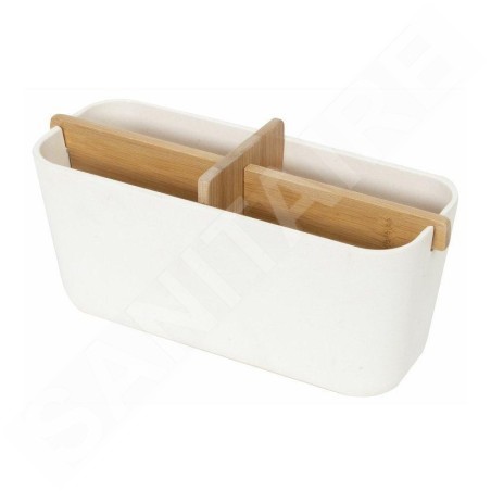 Compactor Organisateurs cosmétiques - Organiseur de rangement 100x210x80 mm, 4 pièces, plastique blanc/bambou RAN10270