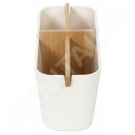 Compactor Organisateurs cosmétiques - Organiseur de rangement 100x210x80 mm, 4 pièces, plastique blanc/bambou RAN10270