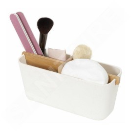 Compactor Organisateurs cosmétiques - Organiseur de rangement 100x210x80 mm, 4 pièces, plastique blanc/bambou RAN10270