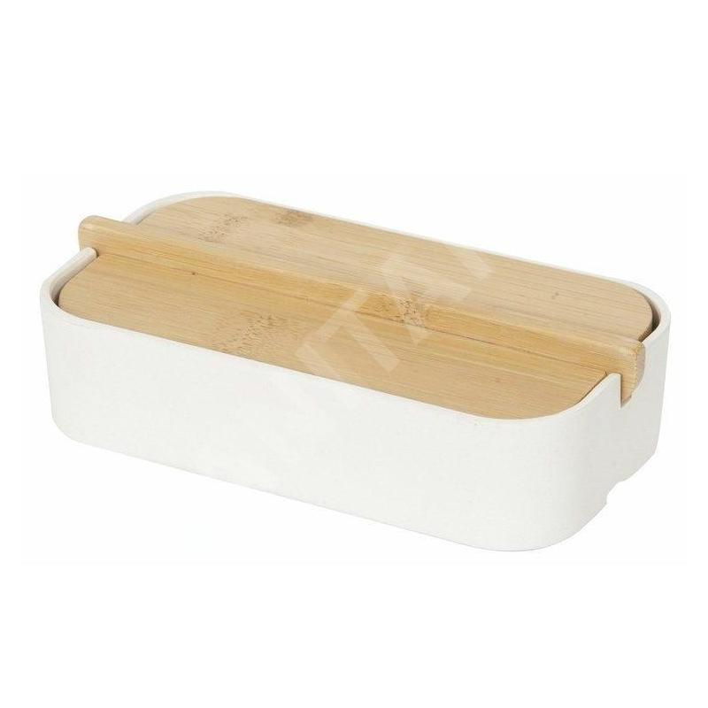 Compactor Organisateurs cosmétiques - Organisateur de rangement 40x150x80 mm, avec couvercle, plastique blanc/bambou RAN10268