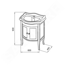 Sapho Retro - Meuble de lavabo 600x800x450 mm, blanc antique 1684