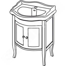 Sapho Retro - Meuble de lavabo 600x800x450 mm, blanc antique 1684