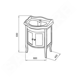 Sapho Retro - Meuble de lavabo 600x800x450 mm, hêtre 735140
