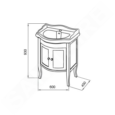 Sapho Retro - Meuble de lavabo 600x800x450 mm, hêtre 735140