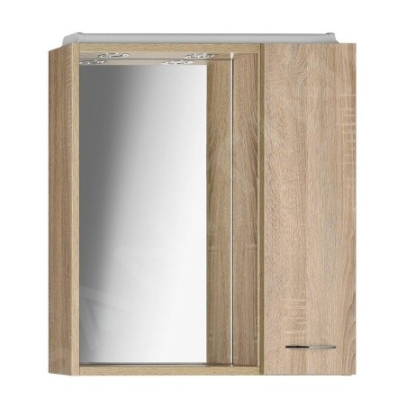 Aqualine Keramia Fresh - Armoire de toilette avec éclairage LED, 600x600x140 mm, droite, chêne platine 45028