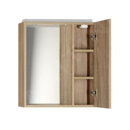 Aqualine Keramia Fresh - Armoire de toilette avec éclairage LED, 600x600x140 mm, droite, chêne platine 45028