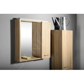 Aqualine Keramia Fresh - Armoire de toilette avec éclairage LED, 600x600x140 mm, droite, chêne platine 45028