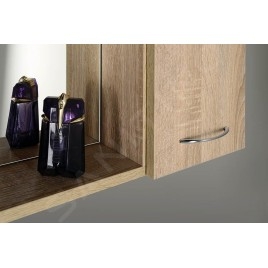 Aqualine Keramia Fresh - Armoire de toilette avec éclairage LED, 600x600x140 mm, droite, chêne platine 45028