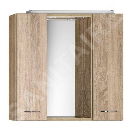 Aqualine Keramia Fresh - Armoire de toilette avec éclairage LED 700x600x140 mm, chêne platine 45029