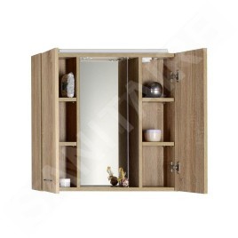 Aqualine Keramia Fresh - Armoire de toilette avec éclairage LED 700x600x140 mm, chêne platine 45029