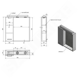 Aqualine Zoja - Armoire de toilette avec éclairage LED 600x600x140 mm, gauche, blanc 45021