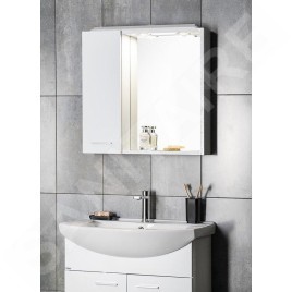 Aqualine Zoja - Armoire de toilette avec éclairage LED 600x600x140 mm, gauche, blanc 45021