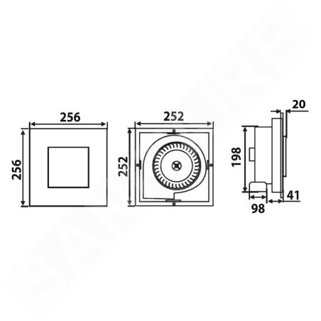 Sapho Tecto - Aérateur axial temporisé, de plafond, 20 W, tuyau 100 mm, blanc TC202