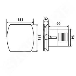 Sapho Lex - Aérateur axial temporisé pour salle de bains, 15 W, blanc LX102