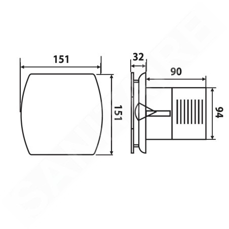 Sapho Lex - Aérateur axial temporisé pour salle de bains, 15 W, blanc LX102
