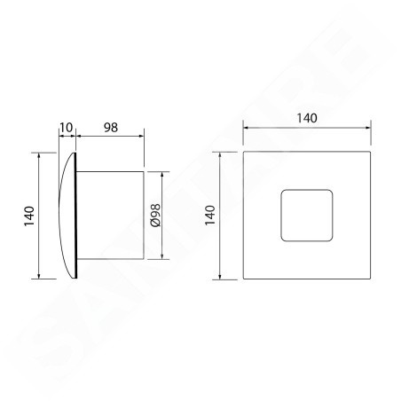 Sapho Cata Silentis - Ventilateur de salle de bain axial 10, 15 W, conduit 100 mm, blanc 01070000