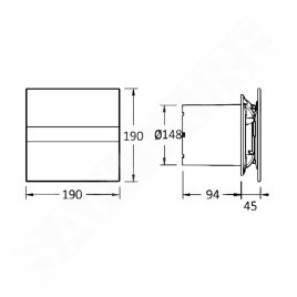 Sapho Cata E - Ventilateur axial de salle de bain avec minuterie E-150 GT, 21W, tube 150 mm, blanc 00902100