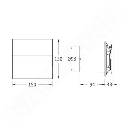Sapho Cata E - Aérateur axial temporisé, E-100 GBT, noir 00900502