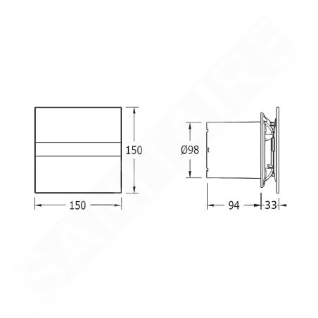 Sapho Cata E - Ventilateur axial de salle de bains E-100 G, 8 W, conduit 100 mm, blanc 00900000