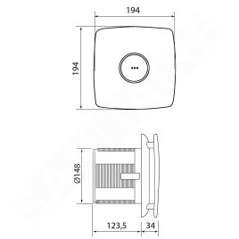 Sapho Cata X-Mart - Ventilateur axial de salle de bain X-MART 15, 25W, conduit 150 mm, blanc 01030000