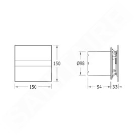 Sapho Cata E - Ventilateur de salle de bains E-100 GST axial, 8 W, conduit 100 mm, argent 00900400