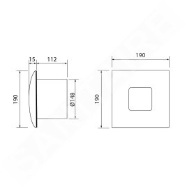 Sapho Cata Silentis - Ventilateur axial de salle de bain avec minuterie 15 T, 25 W, conduit 150 mm, blanc 01091000