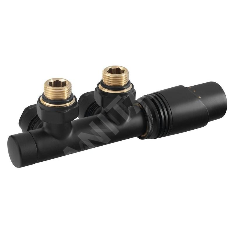 Bruckner Wicher - Kit de raccordement vanne thermostatique, raccordement central, noir mat 600.311.6